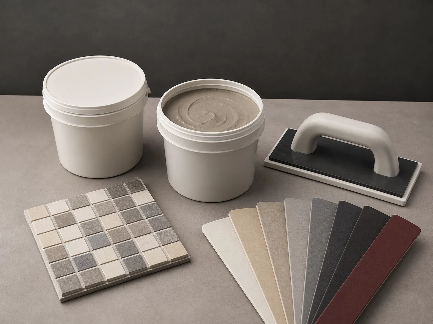 Premium epoxy grout system and colour samples