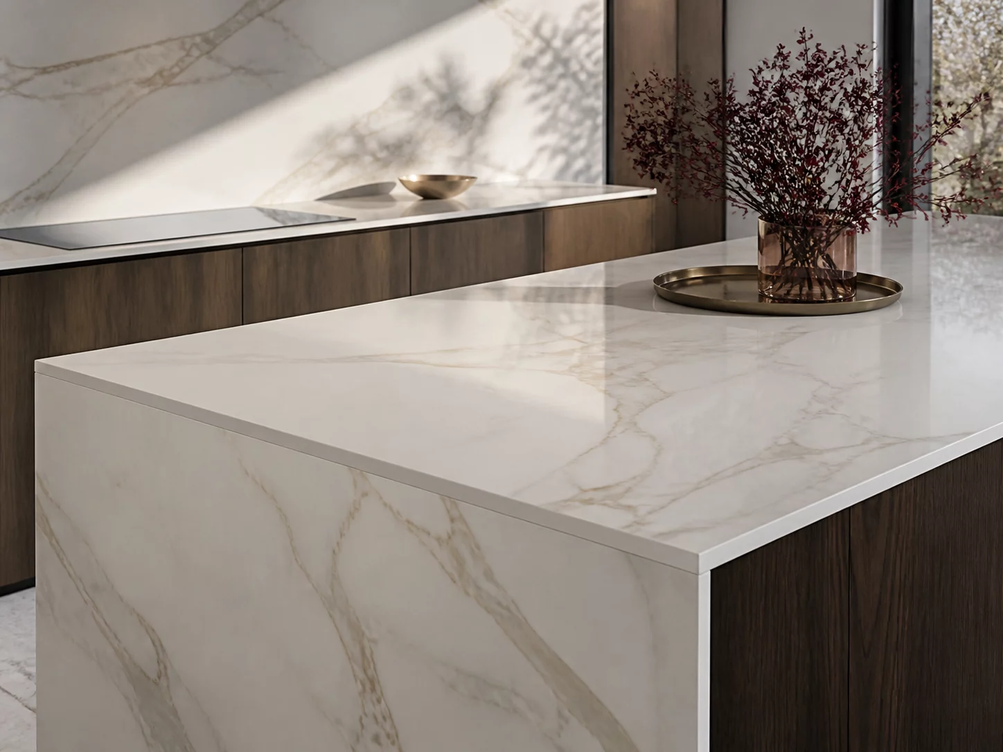 Large-format porcelain counter top