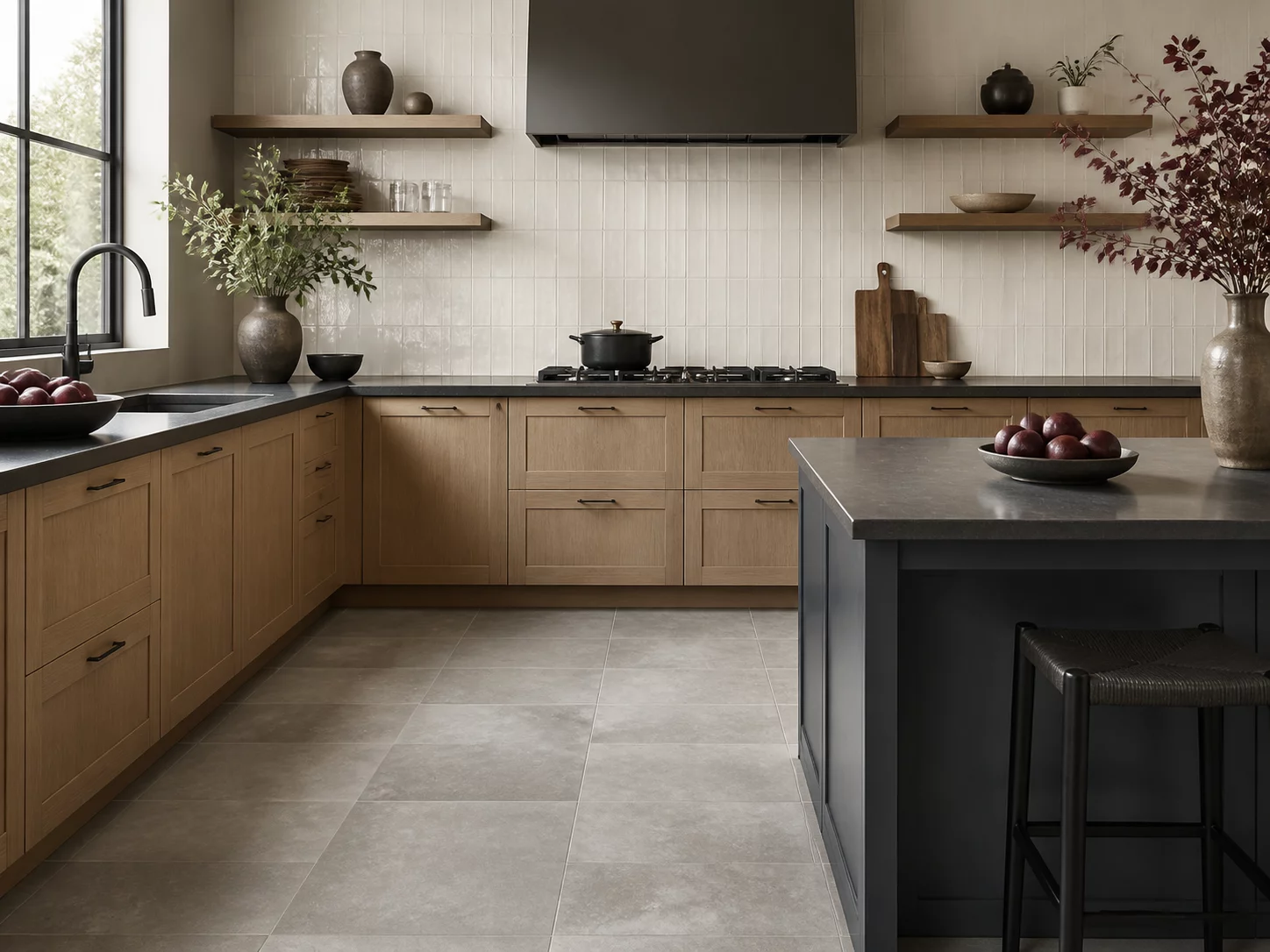 Modern kitchen floor and wall tiles